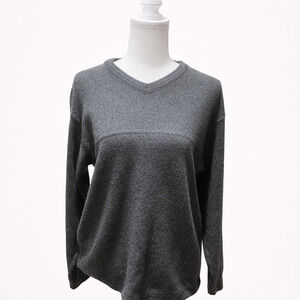 Wool Blend V-Neck L Sweater Relaxed Minimalist Italian Knit Old Money Cozycore